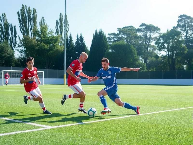 Amateur football players in India celebrating a goal